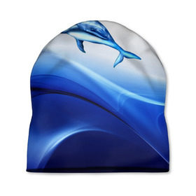 Шапка 3D с принтом Дельфин в Курске, 100% полиэстер | универсальный размер, печать по всей поверхности изделия | дельфин | море | рыбка