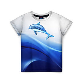 Детская футболка 3D с принтом Дельфин в Курске, 100% гипоаллергенный полиэфир | прямой крой, круглый вырез горловины, длина до линии бедер, чуть спущенное плечо, ткань немного тянется | дельфин | море | рыбка