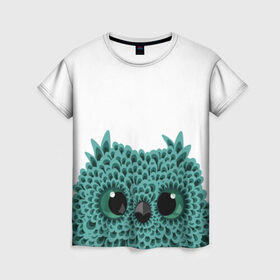 Женская футболка 3D с принтом Совенок в Курске, 100% полиэфир ( синтетическое хлопкоподобное полотно) | прямой крой, круглый вырез горловины, длина до линии бедер | owl | птица | птицы | сова | совенок