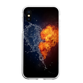 Чехол для iPhone XS Max матовый с принтом Water and flames heart в Курске, Силикон | Область печати: задняя сторона чехла, без боковых панелей | вода | огонь огонь и вода | пар | прикольное | разное | сердце