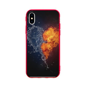 Чехол для Apple iPhone X силиконовый матовый с принтом Water and flames heart в Курске, Силикон | Печать на задней стороне чехла, без боковой панели | вода | огонь огонь и вода | пар | прикольное | разное | сердце