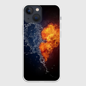 Чехол для iPhone 13 mini с принтом Water and flames heart в Курске,  |  | вода | огонь огонь и вода | пар | прикольное | разное | сердце