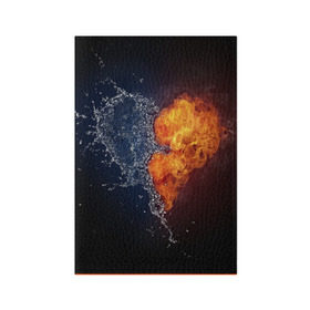 Обложка для паспорта матовая кожа с принтом Water and flames heart в Курске, натуральная матовая кожа | размер 19,3 х 13,7 см; прозрачные пластиковые крепления | Тематика изображения на принте: вода | огонь огонь и вода | пар | прикольное | разное | сердце