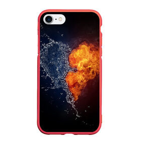 Чехол для iPhone 7/8 матовый с принтом Water and flames heart в Курске, Силикон | Область печати: задняя сторона чехла, без боковых панелей | вода | огонь огонь и вода | пар | прикольное | разное | сердце