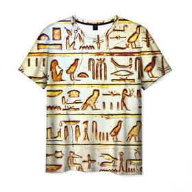 Мужская футболка 3D с принтом Иероглифы в Курске, 100% полиэфир | прямой крой, круглый вырез горловины, длина до линии бедер | египет | иероглифы | история | страны | цевилизация