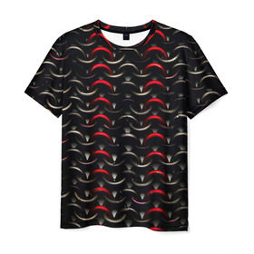 Мужская футболка 3D с принтом Кольчуга в Курске, 100% полиэфир | прямой крой, круглый вырез горловины, длина до линии бедер | кольца | круги | металл | текстуры