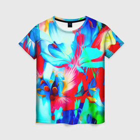 Женская футболка 3D с принтом Палитра красок в Курске, 100% полиэфир ( синтетическое хлопкоподобное полотно) | прямой крой, круглый вырез горловины, длина до линии бедер | Тематика изображения на принте: 