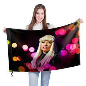 Флаг 3D с принтом Ники Минаж в Курске, 100% полиэстер | плотность ткани — 95 г/м2, размер — 67 х 109 см. Принт наносится с одной стороны | Тематика изображения на принте: onika tanya maraj | автор исполнитель | актриса | американская | ники минаж | певица | рэпер | эпотаж