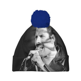 Шапка 3D c помпоном с принтом Фредди Меркьюри в Курске, 100% полиэстер | универсальный размер, печать по всей поверхности изделия | freddie mercury | queen. | автор песен | британский | вокалист | певец | рок группа | фредди меркьюри