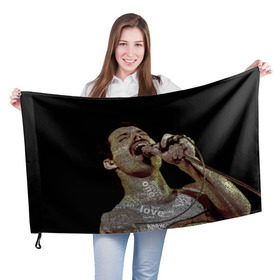 Флаг 3D с принтом Фредди Меркьюри в Курске, 100% полиэстер | плотность ткани — 95 г/м2, размер — 67 х 109 см. Принт наносится с одной стороны | freddie mercury | queen. | автор песен | британский | вокалист | певец | рок группа | фредди меркьюри