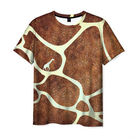 Мужская футболка 3D с принтом Жирафик в Курске, 100% полиэфир | прямой крой, круглый вырез горловины, длина до линии бедер | Тематика изображения на принте: жираф | жирафик | текстуры
