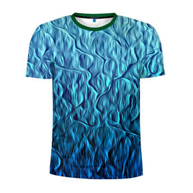 Мужская футболка 3D спортивная с принтом Волны в Курске, 100% полиэстер с улучшенными характеристиками | приталенный силуэт, круглая горловина, широкие плечи, сужается к линии бедра | бирюзовый | волны | линии