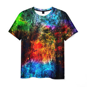 Мужская футболка 3D с принтом Краска в Курске, 100% полиэфир | прямой крой, круглый вырез горловины, длина до линии бедер | краска | одежда | потертости | прикольные