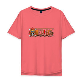 Мужская футболка хлопок Oversize с принтом One Piece - logo Ace в Курске, 100% хлопок | свободный крой, круглый ворот, “спинка” длиннее передней части | ван пис | лого | луффи | мугивара | пираты | эйс