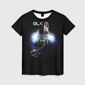 Женская футболка 3D с принтом Mersedes GLK в Курске, 100% полиэфир ( синтетическое хлопкоподобное полотно) | прямой крой, круглый вырез горловины, длина до линии бедер | glk | mersedes | автомобиль | девушка | мерседес