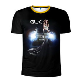 Мужская футболка 3D спортивная с принтом Mersedes GLK в Курске, 100% полиэстер с улучшенными характеристиками | приталенный силуэт, круглая горловина, широкие плечи, сужается к линии бедра | glk | mersedes | автомобиль | девушка | мерседес