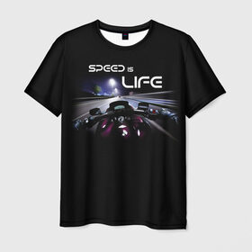 Мужская футболка 3D с принтом Speed is life в Курске, 100% полиэфир | прямой крой, круглый вырез горловины, длина до линии бедер | speed | байк | байкер | мотоцикл | скорость