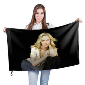 Флаг 3D с принтом Ума Турман в Курске, 100% полиэстер | плотность ткани — 95 г/м2, размер — 67 х 109 см. Принт наносится с одной стороны | uma karuna thurman | актриса | американская | ума каруна турман