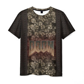 Мужская футболка 3D с принтом Doom classik 2 в Курске, 100% полиэфир | прямой крой, круглый вырез горловины, длина до линии бедер | заклепки | метал | череп