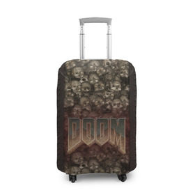 Чехол для чемодана 3D с принтом Doom classik 2 в Курске, 86% полиэфир, 14% спандекс | двустороннее нанесение принта, прорези для ручек и колес | заклепки | метал | череп