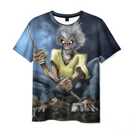 Мужская футболка 3D с принтом FISHING в Курске, 100% полиэфир | прямой крой, круглый вырез горловины, длина до линии бедер | iron maiden | rock | рок | череп