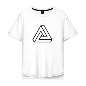 Мужская футболка хлопок Oversize с принтом Невозможный треугольник в Курске, 100% хлопок | свободный крой, круглый ворот, “спинка” длиннее передней части | оптическая иллюзия