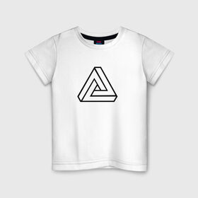 Детская футболка хлопок с принтом Невозможный треугольник в Курске, 100% хлопок | круглый вырез горловины, полуприлегающий силуэт, длина до линии бедер | Тематика изображения на принте: оптическая иллюзия