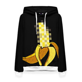 Женская толстовка 3D с принтом Банан 18+ в Курске, 100% полиэстер  | двухслойный капюшон со шнурком для регулировки, мягкие манжеты на рукавах и по низу толстовки, спереди карман-кенгуру с мягким внутренним слоем. | банан | большой банан | ххх