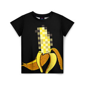 Детская футболка 3D с принтом Банан 18+ в Курске, 100% гипоаллергенный полиэфир | прямой крой, круглый вырез горловины, длина до линии бедер, чуть спущенное плечо, ткань немного тянется | банан | большой банан | ххх