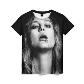 Женская футболка 3D с принтом Бри Ларсон в Курске, 100% полиэфир ( синтетическое хлопкоподобное полотно) | прямой крой, круглый вырез горловины, длина до линии бедер | brie larson | актриса | американская | бри ларсон | певица