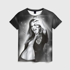 Женская футболка 3D с принтом Кара Делевинь в Курске, 100% полиэфир ( синтетическое хлопкоподобное полотно) | прямой крой, круглый вырез горловины, длина до линии бедер | cara delevingne | актриса | британская | кара делевинь | топ модель