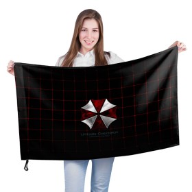 Флаг 3D с принтом Umbrella Corporation - 2 в Курске, 100% полиэстер | плотность ткани — 95 г/м2, размер — 67 х 109 см. Принт наносится с одной стороны | resident evil | зомби