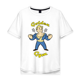 Мужская футболка хлопок Oversize с принтом Fallout golden gym в Курске, 100% хлопок | свободный крой, круглый ворот, “спинка” длиннее передней части | 