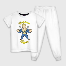 Детская пижама хлопок с принтом Fallout golden gym в Курске, 100% хлопок |  брюки и футболка прямого кроя, без карманов, на брюках мягкая резинка на поясе и по низу штанин
 | 
