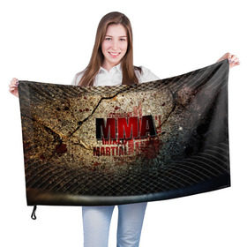 Флаг 3D с принтом MMA в Курске, 100% полиэстер | плотность ткани — 95 г/м2, размер — 67 х 109 см. Принт наносится с одной стороны | judo | mma | ufc | борьба | единоборства