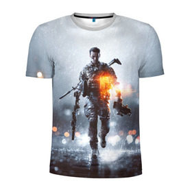Мужская футболка 3D спортивная с принтом Battlefield в Курске, 100% полиэстер с улучшенными характеристиками | приталенный силуэт, круглая горловина, широкие плечи, сужается к линии бедра | battlefield | батла | боец | воин | игра | солдат