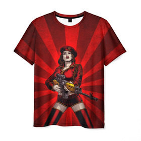 Мужская футболка 3D с принтом Red alert в Курске, 100% полиэфир | прямой крой, круглый вырез горловины, длина до линии бедер | девушка | оружие | снайпер | ссср