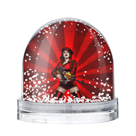 Водяной шар с принтом Red alert в Курске, Пластик | Изображение внутри шара печатается на глянцевой фотобумаге с двух сторон | девушка | оружие | снайпер | ссср