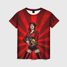 Женская футболка 3D с принтом Red alert в Курске, 100% полиэфир ( синтетическое хлопкоподобное полотно) | прямой крой, круглый вырез горловины, длина до линии бедер | Тематика изображения на принте: девушка | оружие | снайпер | ссср