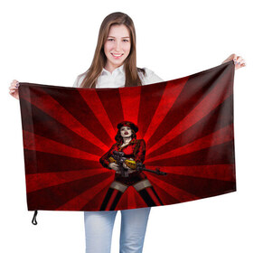 Флаг 3D с принтом Red alert в Курске, 100% полиэстер | плотность ткани — 95 г/м2, размер — 67 х 109 см. Принт наносится с одной стороны | девушка | оружие | снайпер | ссср
