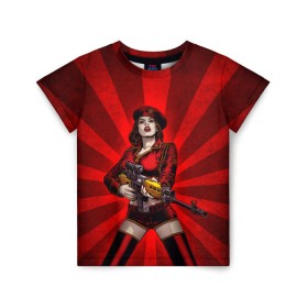 Детская футболка 3D с принтом Red alert в Курске, 100% гипоаллергенный полиэфир | прямой крой, круглый вырез горловины, длина до линии бедер, чуть спущенное плечо, ткань немного тянется | Тематика изображения на принте: девушка | оружие | снайпер | ссср