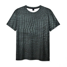 Мужская футболка 3D с принтом Кожа крокодила в Курске, 100% полиэфир | прямой крой, круглый вырез горловины, длина до линии бедер | Тематика изображения на принте: кожа | кожа крокодила
