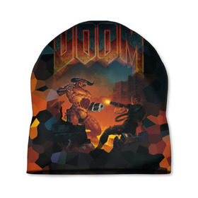 Шапка 3D с принтом Doom 2 в Курске, 100% полиэстер | универсальный размер, печать по всей поверхности изделия | минотавр