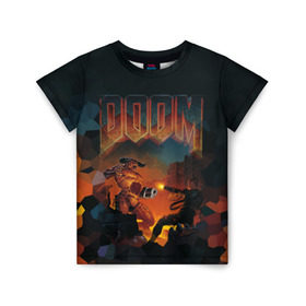 Детская футболка 3D с принтом Doom 2 в Курске, 100% гипоаллергенный полиэфир | прямой крой, круглый вырез горловины, длина до линии бедер, чуть спущенное плечо, ткань немного тянется | минотавр