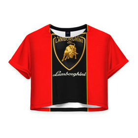 Женская футболка 3D укороченная с принтом Lamborghini в Курске, 100% полиэстер | круглая горловина, длина футболки до линии талии, рукава с отворотами | lamborghini | авто | автомобиль | ламборгини