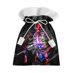 Подарочный 3D мешок с принтом Скелет в Курске, 100% полиэстер | Размер: 29*39 см | bodyart | faceart | helloween | аквагрим | боди арт | бодиарт | замок | ключ | неоновый | свет | сердце | скелет | фейсарт | хэллоуин | череп