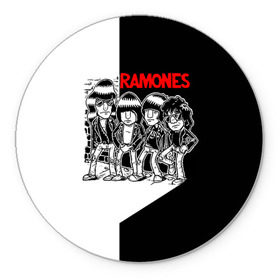 Коврик круглый с принтом Ramones 1 в Курске, резина и полиэстер | круглая форма, изображение наносится на всю лицевую часть | Тематика изображения на принте: joey ramone | punk | джоуи рамон | панк | рамонез | рамонес