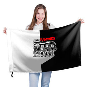Флаг 3D с принтом Ramones 1 в Курске, 100% полиэстер | плотность ткани — 95 г/м2, размер — 67 х 109 см. Принт наносится с одной стороны | joey ramone | punk | джоуи рамон | панк | рамонез | рамонес