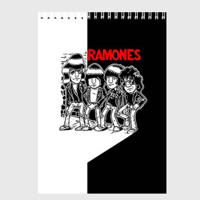 Скетчбук с принтом Ramones 1 в Курске, 100% бумага
 | 48 листов, плотность листов — 100 г/м2, плотность картонной обложки — 250 г/м2. Листы скреплены сверху удобной пружинной спиралью | joey ramone | punk | джоуи рамон | панк | рамонез | рамонес