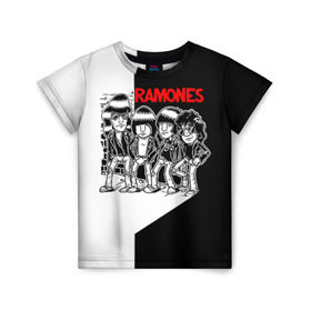 Детская футболка 3D с принтом Ramones 1 в Курске, 100% гипоаллергенный полиэфир | прямой крой, круглый вырез горловины, длина до линии бедер, чуть спущенное плечо, ткань немного тянется | Тематика изображения на принте: joey ramone | punk | джоуи рамон | панк | рамонез | рамонес